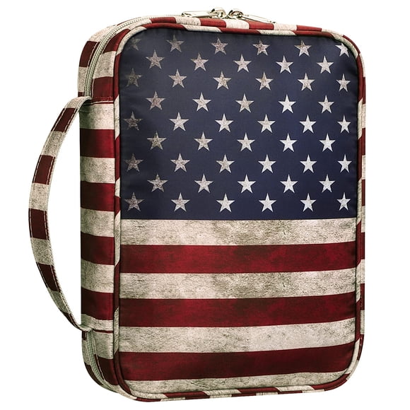 Funda de transporte para Biblia FINPAC, bolsa de iglesia con asa, bandera de EE. UU.