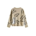 thumbnail image 2 of Faithtur Adults Knitwear, Cartoon Dinosaur Print Round Neck Long Sleeve Tops, 2 of 5