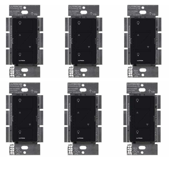 Interruptor Regulador Inteligente Lutron PD-6WCL-BL 150W Paquete de 6 Negro