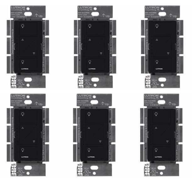 Interruptor Regulador Inteligente Lutron PD-6WCL-BL 150W Paquete de 6 Negro