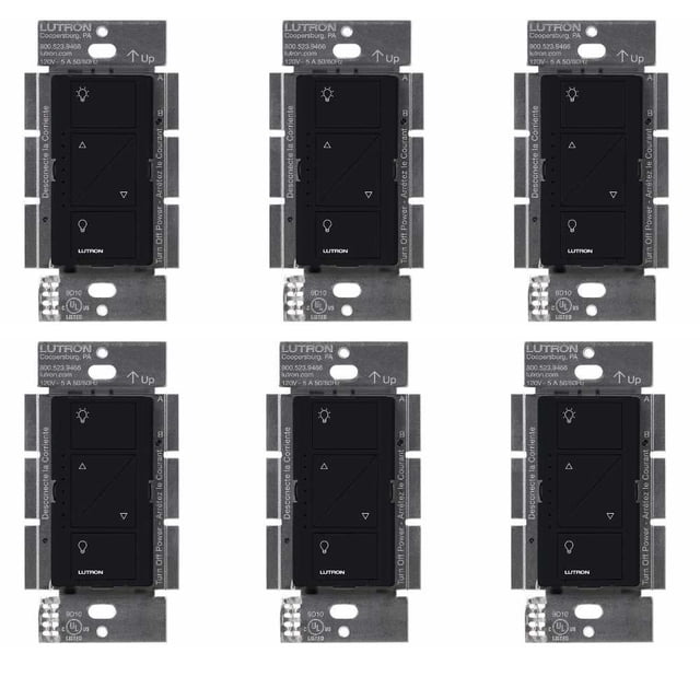 Interruptor Regulador Inteligente Lutron PD-6WCL-BL 150W Paquete de 6 Negro
