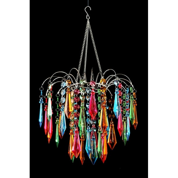 Faceted Waterfall Chandelier Multi Colored Com Faceted Waterfall Chandelier Multi, Multi Coloured Acrylic Chandeliers
