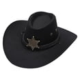 thumbnail image 2 of Womens Cowboy Hats - Western Cowboy Hat For Men Women Vintage Style With Star Buckle Decoration Perfect,Black,One Size, 2 of 3