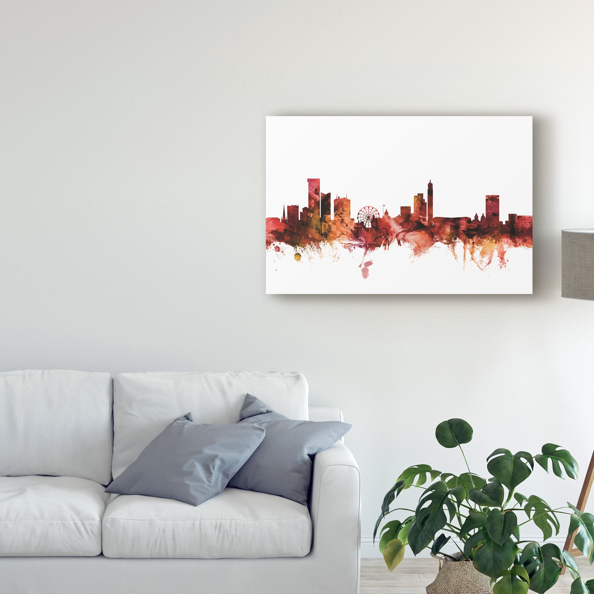 Trademark Fine Art 'Birmingham England Skyline Red' Canvas Art by Michael Tompsett