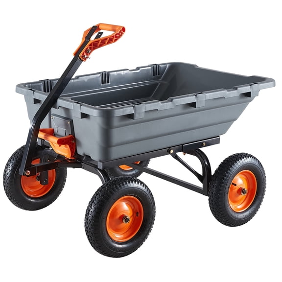 KFFKFF Heavy Duty Garden Cart, 1500lbs Capacity Poly Dump Cart, 90° Quick-Release Mechanism, Adjustable Handle, 270° Rotating Bearings, for Transporting Plants, Soil, and Crops
