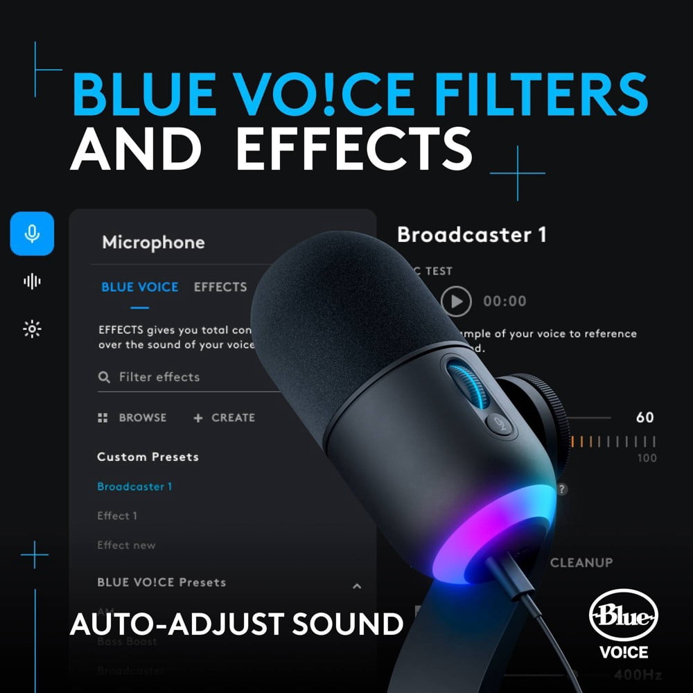 Restored Logitech Yeti GX Wired Supercardioid Dynamic Gaming Microphone with LIGHTSYNC RGB Lights, Black (Refurbished)
