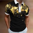 thumbnail image 2 of Mens Zipper Polos Shirts Short Sleeve Casual Slim Fit Athletic Tennis Golf Poloss T-Shirt Tops Geometric Print Shirt, 2 of 3