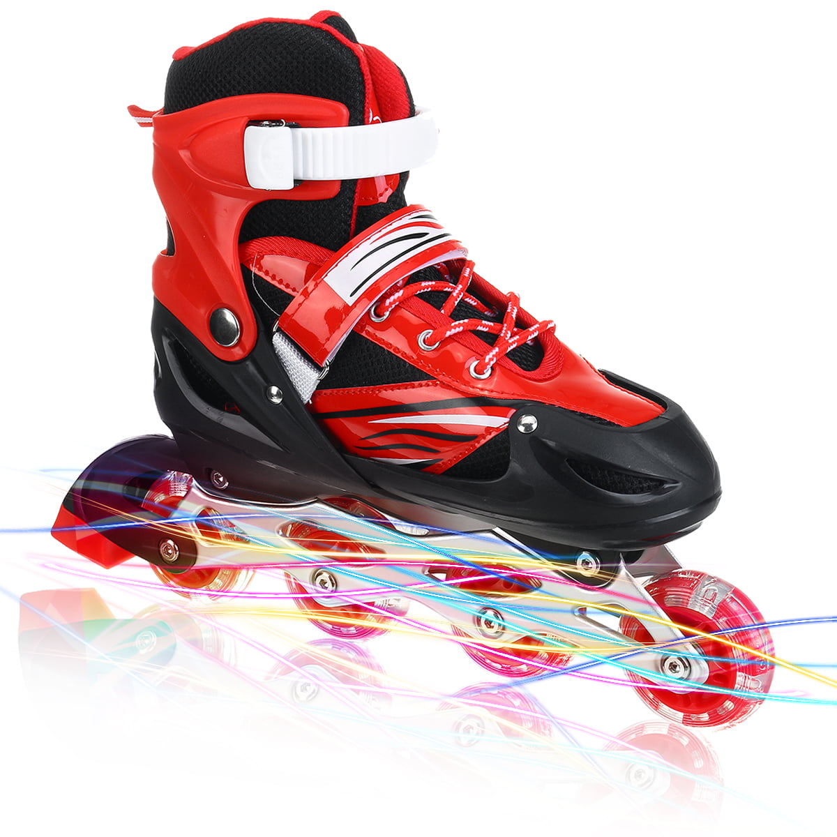 Adjustable Inline Skates for Boys Girls，Roller Single Flash Blades Skates for Kids Women Men Size Beginners Outdoor and Indoor