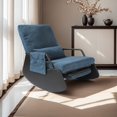 thumbnail image 7 of Rocking Chair for Nursery, Modern Upholstered Plush Seating Glider Recliner Chair with High Backrest and Side Pocket, Accent Armchair with Cushions for Living Room/Reading (Blue), 7 of 7