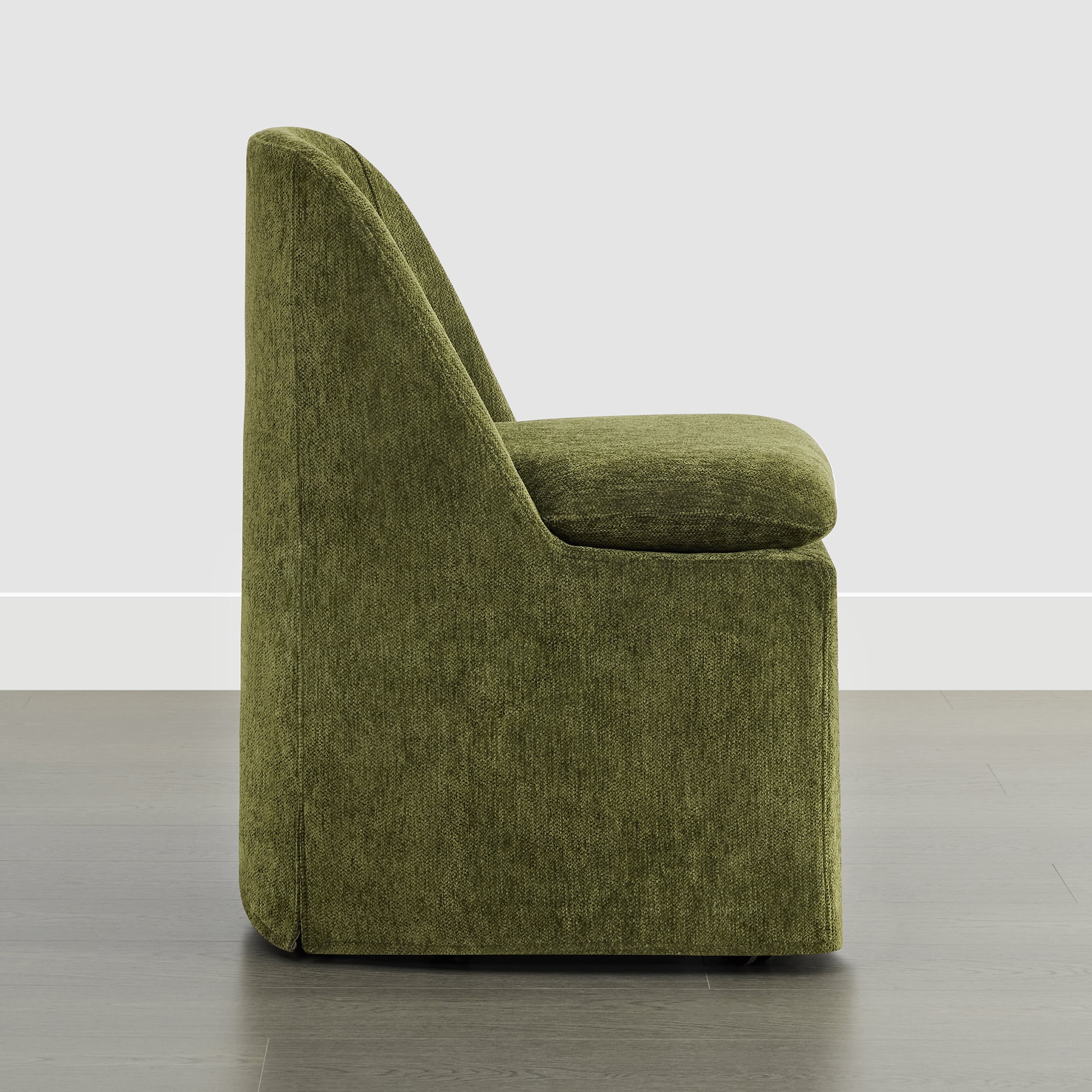 Spruce & Spring Slipcover Dining Chair with Upholstery and Hidden Casters Set of 2, Green