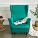 thumbnail image 2 of Funda de terciopelo verde para sillón orejero, 2 piezas, elástica, nórdica, de licra, para sala de estar y dormitorio, 2 of 5