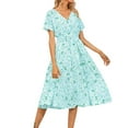 thumbnail image 3 of Long Sleeve Swing Dress Sleeveless Summer Dresses for Women Women Floral Print Casual V-neck Short-sleeved A-line Beach Long Robe Low Cut Petite Dresses for Women Womens Summer Long Dresses Casual, 3 of 9