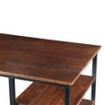 thumbnail image 5 of 45 Inch Tubular Metal Frame Desk with Wooden Top and 2 Side Shelves, Brown and Black, 5 of 7