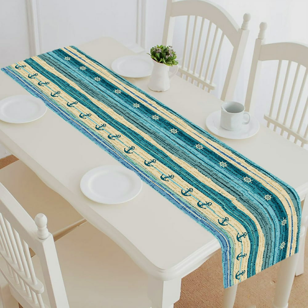 ABPHQTO Nautical Style Table Runner Placemat Tablecloth For Home Decor