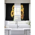 thumbnail image 5 of Yellow Sunflowers Sheer Curtains 45 Inch Length 2 Panels Set Window Treatments, Farmhouse Floral Leaves Butterfly Black Rod Pocket Semi Curtains for Living Room/Bedroom/Kitchen Décor, 104"W x 45"L, 5 of 7