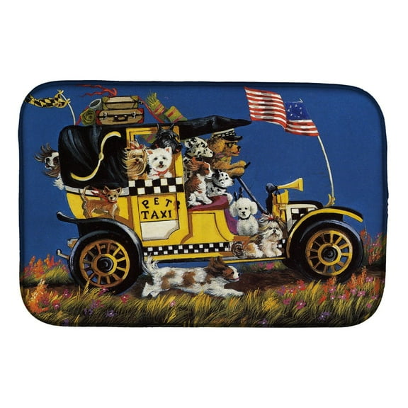 Pet Taxi Multiple Dog Breeds Dish Drying Mat
