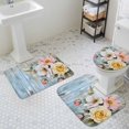 thumbnail image 3 of Retro Pink Rose Bathroom Rugs Set Yellow Flower Leaf Blue Board Pastoral Non Slip Absorbent Soft Bath Mats 3 Piece Set with Bathroom Rug, U-Shaped Floor Mat, Toilet Seat Cover Small Size, 3 of 9