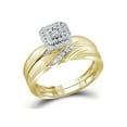 thumbnail image 2 of 10kt Yellow Gold His Hers Round Diamond Cluster Matching Wedding Set 1/5 Cttw, 2 of 5