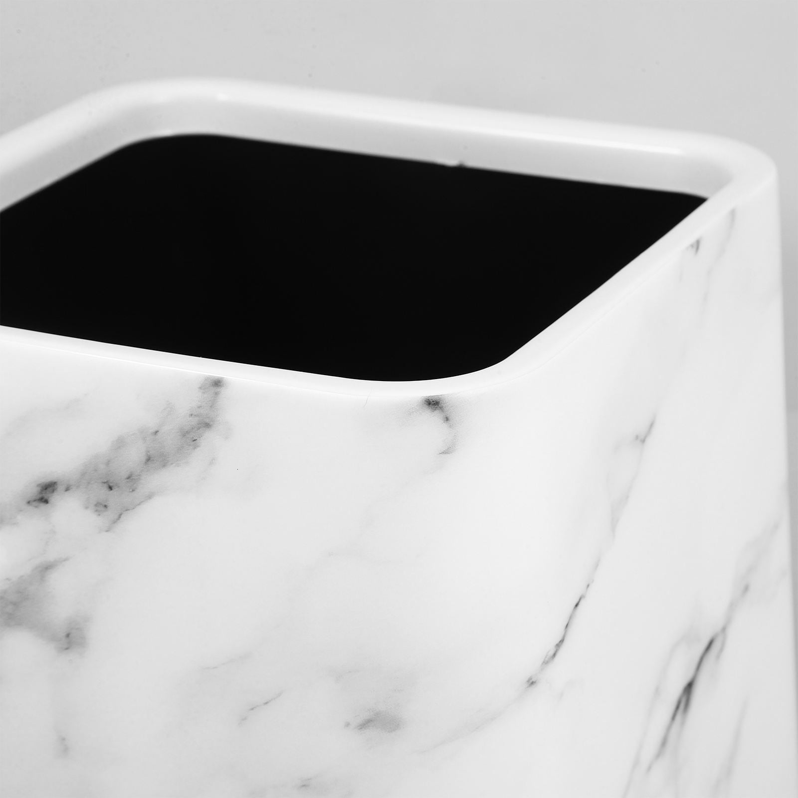 OUNONA Marble Pattern Bathroom Trash Can with Double Layer Design, Kitchen and Office Waste Bin for Home Use