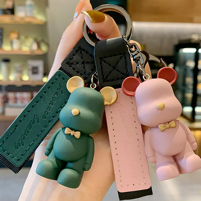 Nuolin Cute Leather Lady Girl Bear Keychain Animal Keychain Bag Charm  Pendant Jewelry Bulk 