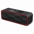 thumbnail image 1 of wonima11 Portable Wireless Bluetooth Stereo Speaker with Powerful Sound 10W Acoustic Drivers Built-in Mic FM Radio Micro SD Card USB AUX-in Slot for Smartphone, PC, MP3 and More DY22-Black/Red, 1 of 1