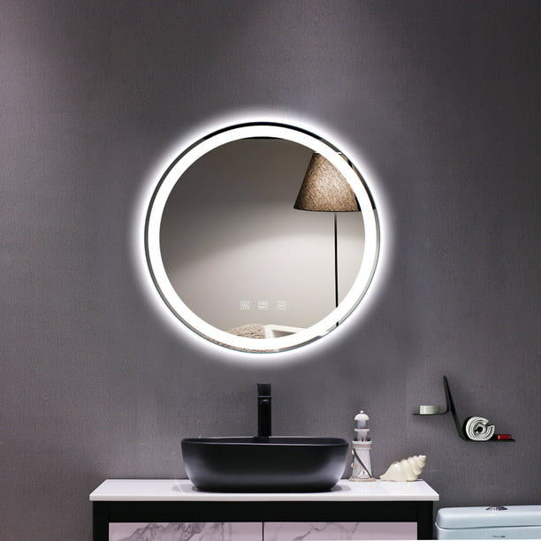 Round Touch Led Mirror Bathroom Vanity, Adjustable Wall Mirror Bathroom