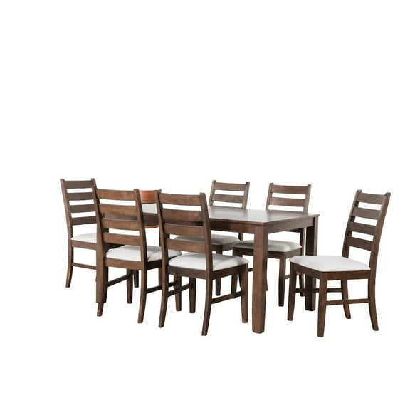 New Classic Pascal 59" Retangular Wood Dining Set with 6 Chairs in Walnut