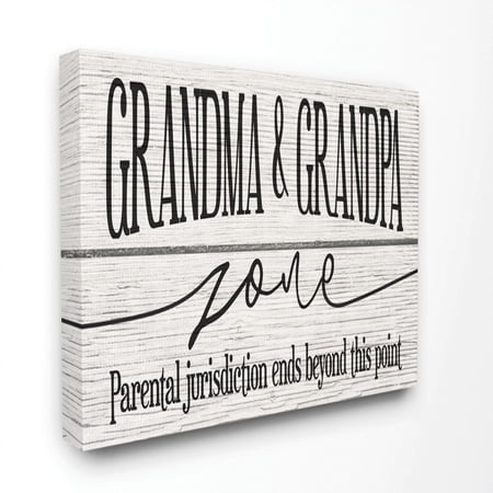 Stupell Home Décor Grandma and Grandpa Zone Funny Wood Textured Family Word Design Canvas Wall Art by Daphne Polselli