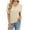 Beige, variant on Summer Tops for Women V Neck T Shirt Textured Short Sleeve Casual Blouse Side Split Knit Pullover Fashion Clothing