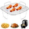 thumbnail image 3 of Fznkrag Air fryer rack Grill stainless steel dewatering rack multipurpose cooking rack air fryer accessories Sturdy square dishwasher safe air fryer baking, 3 of 11