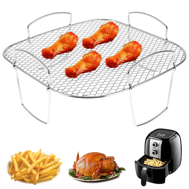 Rejilla para freidora de aire Rejilla para asar Rejilla deshidratadora de acero inoxidable Rejilla para cocinar multiusos Rejilla para tostadas Accesorios para freidora de aire Estante cuadrado resist