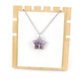 thumbnail image 5 of Granjero Gordo Collar con colgante de árbol de la vida con hilo enrollado, pentagrama y piedra cruda de cristal natural, rosa, 5 of 5