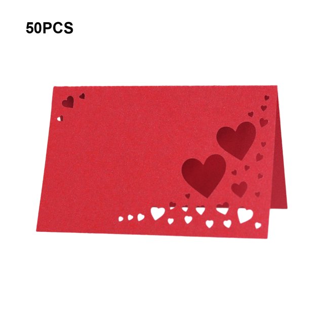 Baohd 50pcs/set Expérience Mémorable avec Coeur Creux Nom Place Cartes Coeur Évidé Table Nom Carte Rouge 1Set