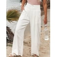 thumbnail image 7 of Mumubreal Women's Wide Leg Linen Pants Drawstring High Waist Palazzo Pants Flowy Beach Lounge Trousers with Pockets, 7 of 7