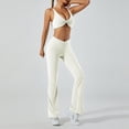 thumbnail image 5 of OSOLU High Waist Back Yoga Pants For Women Breathable Bootcut Leggings Workout Trousers For Fitness And Gym Activities Workout Stretchy Running Tummy Control Joggers Bottoms White S, 5 of 6