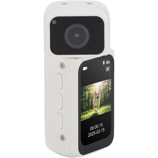 Zopsc Cámara Corporal de 2.7K, Cámara POV Portátil con Soporte Magnético Giratorio de 180 Grados y Tarjeta de Memoria de 32 GB. Videocámara de Acción para Viajes de Trabajo y Paseo de (Negro),WHITE