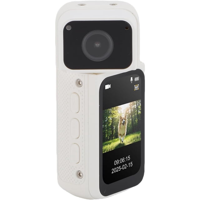 Zopsc Cámara Corporal de 2.7K, Cámara POV Portátil con Soporte Magnético Giratorio de 180 Grados y Tarjeta de Memoria de 32 GB. Videocámara de Acción para Viajes de Trabajo y Paseo de (Negro),WHITE