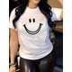 thumbnail image 1 of Soft & Comfy Women's joyful Face T-Shirt - 100%, Casual Short Sleeve, Crew Neck in Black - Lightweight & Breathable for All-Season Wear, 1 of 6