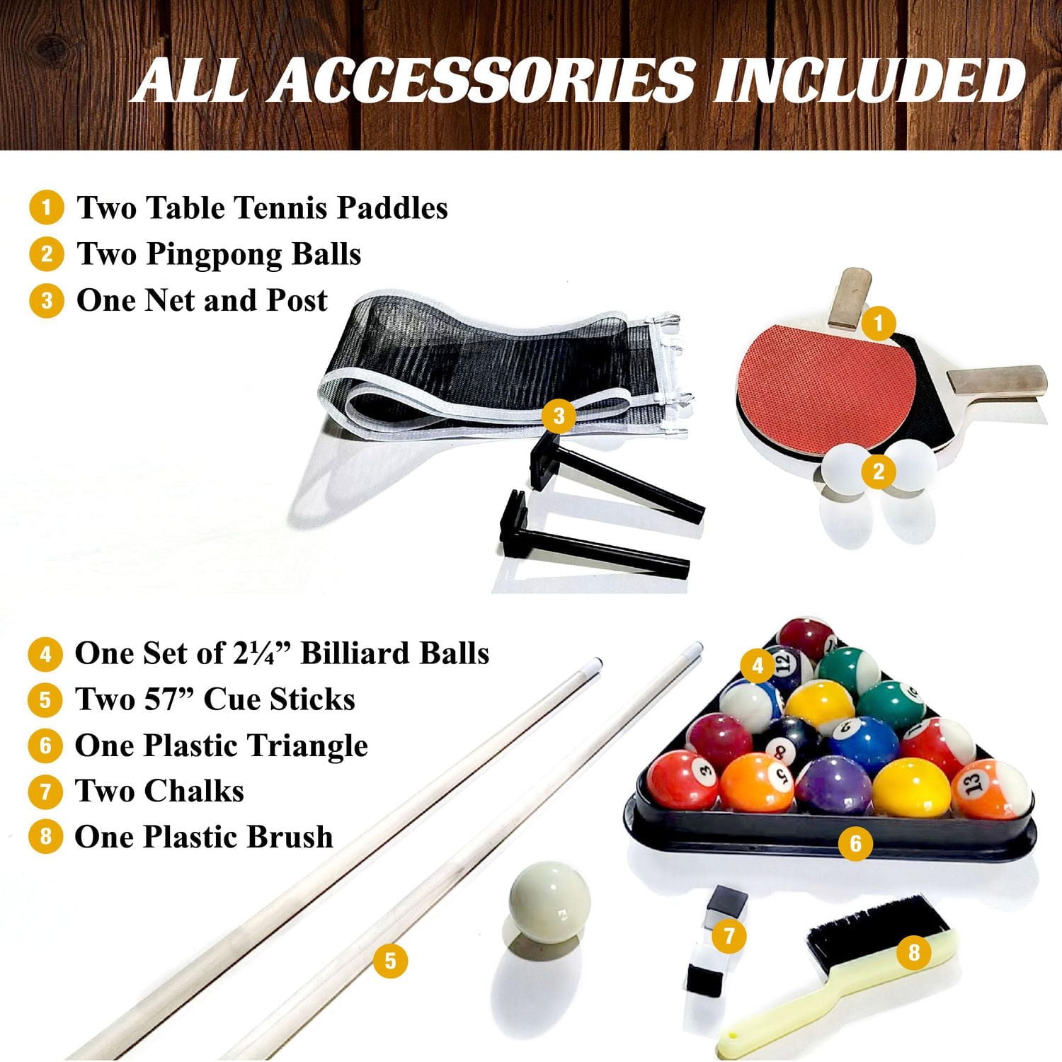Barrington Monteray 3-in-1 Table: Billiards, Table Tennis & Dining with Accessories + Storage Caddy