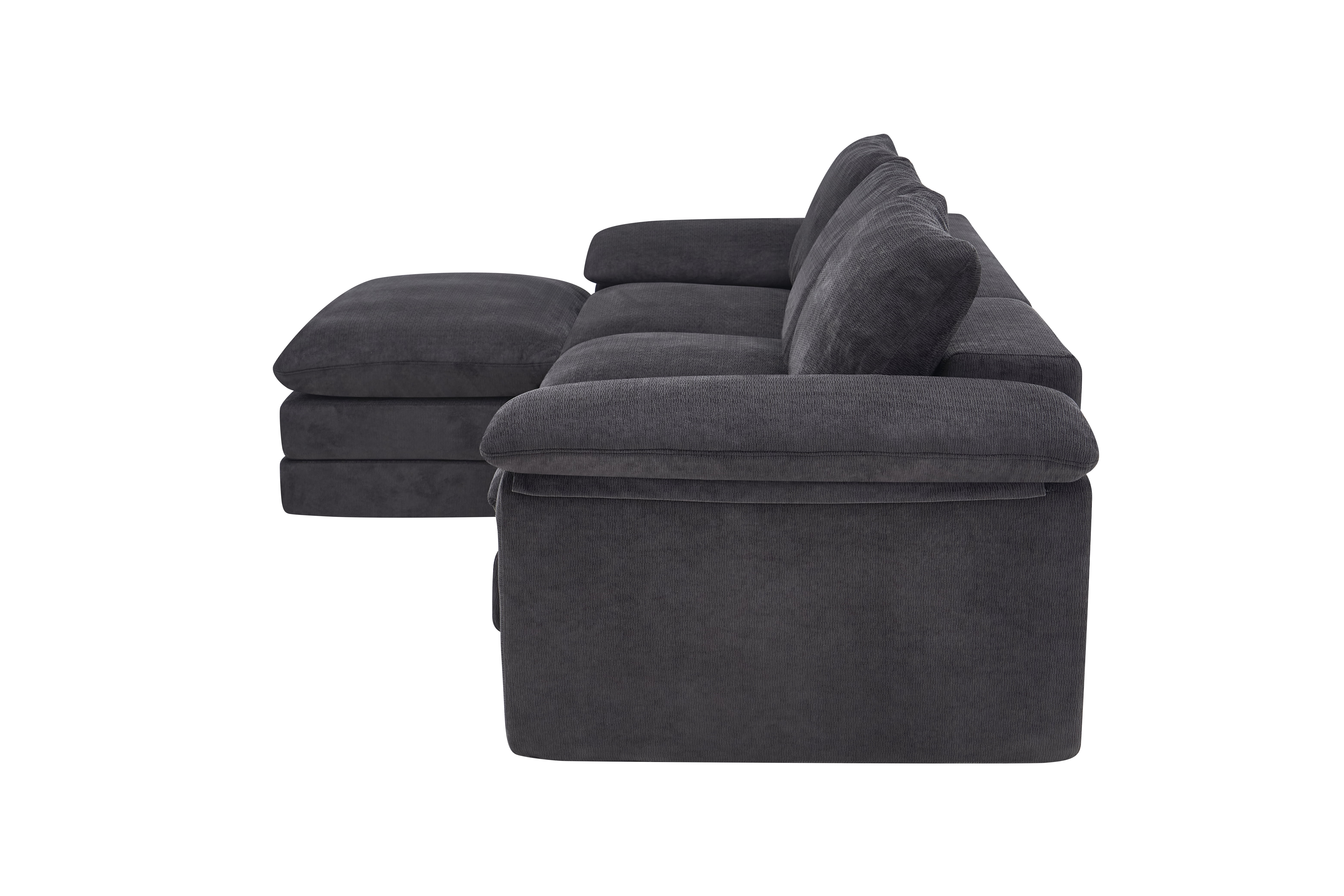 U Shape Cloud Sectional Sofa 100.4 Inch, Modular Couch with Movable Ottoman for Living Room Apartment, Black