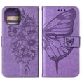 thumbnail image 4 of SaniMore Case for iPhone 15 Plus (6.7" 2023), PU Leather Skin with Luxury Embossed Butterfly [Wrist Strap & Card Slots & Flip Kickstand] Full-body Shockproof Business Wallet Cover, Lightpurple, 4 of 7