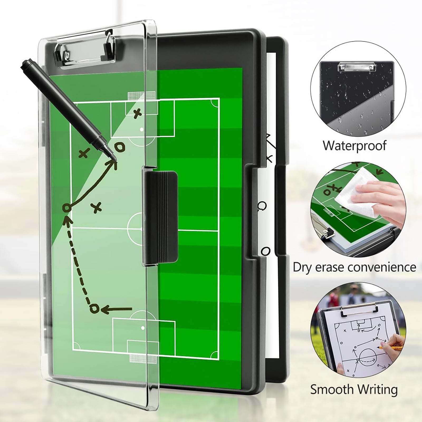 AGCAN Clipboard with Storage Case, Heavy Duty Foldable Clip Boards 8.5x11, Clearview Dry Erase Nursing Clipboard, School Office Supplies, Black