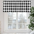 thumbnail image 5 of Black White Valances for Windows, 54 x 18in, Buffalo Plaid Rod Pocket Kitchen Valance Curtain Light Filtering Window Treatments for Living Room Bedroom, 1 Panel, 5 of 7