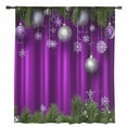 thumbnail image 2 of Purple Christmas Semi Sheer Curtains Drapes for Living Room, Bedroom, French Doors Window 108 Inches Long, Xmas Balls Botanical Snowflake Rod Pocket Chiffon Curtain Drapery Voile Draperies Panel, 2 of 6