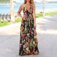 thumbnail image 1 of HKEJIAOI Robe Fleurie pour Femmes Rabais Liquidation Robes Décontractées Robe Maxi Asymétrique pour Femmes Décontractée Col en V Été Robes Fleuries Sans Manches Noir, 1 of 9