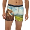 thumbnail image 2 of Cauagu Adorable Puppy Basket Print Men's Boxer Briefs, Funny & Cute Underwear Elastic Waistband Briefs Ideal Gift for Men,1-Pack, 2 of 7