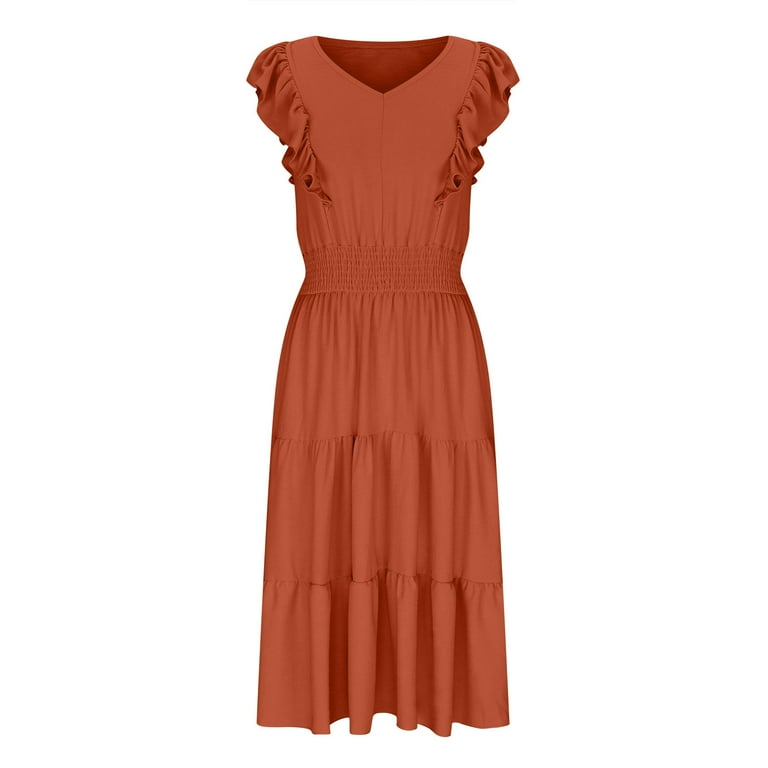 Red A-line Pleated Cake Dresses With Ruffles, Newest Prom Dresses, Bridesmaid Dresses Red A-line Pleated Cake Dresses With Ruffles, Newest Prom Dresses, Bridesmaid Dresses