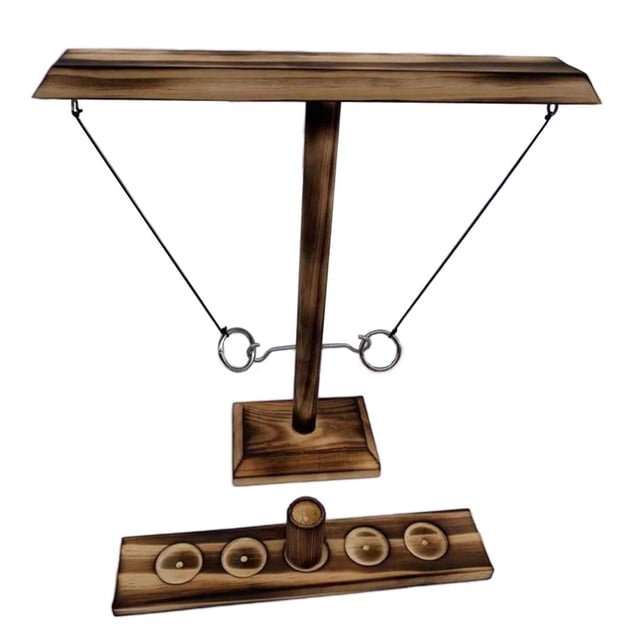 Barra De Batalla De Gancho Y Lanzamiento De Anillas De Madera Juego Interactivo De Ritmo Rápido Madera Negra Sunnimix Juegos de Ring Toss