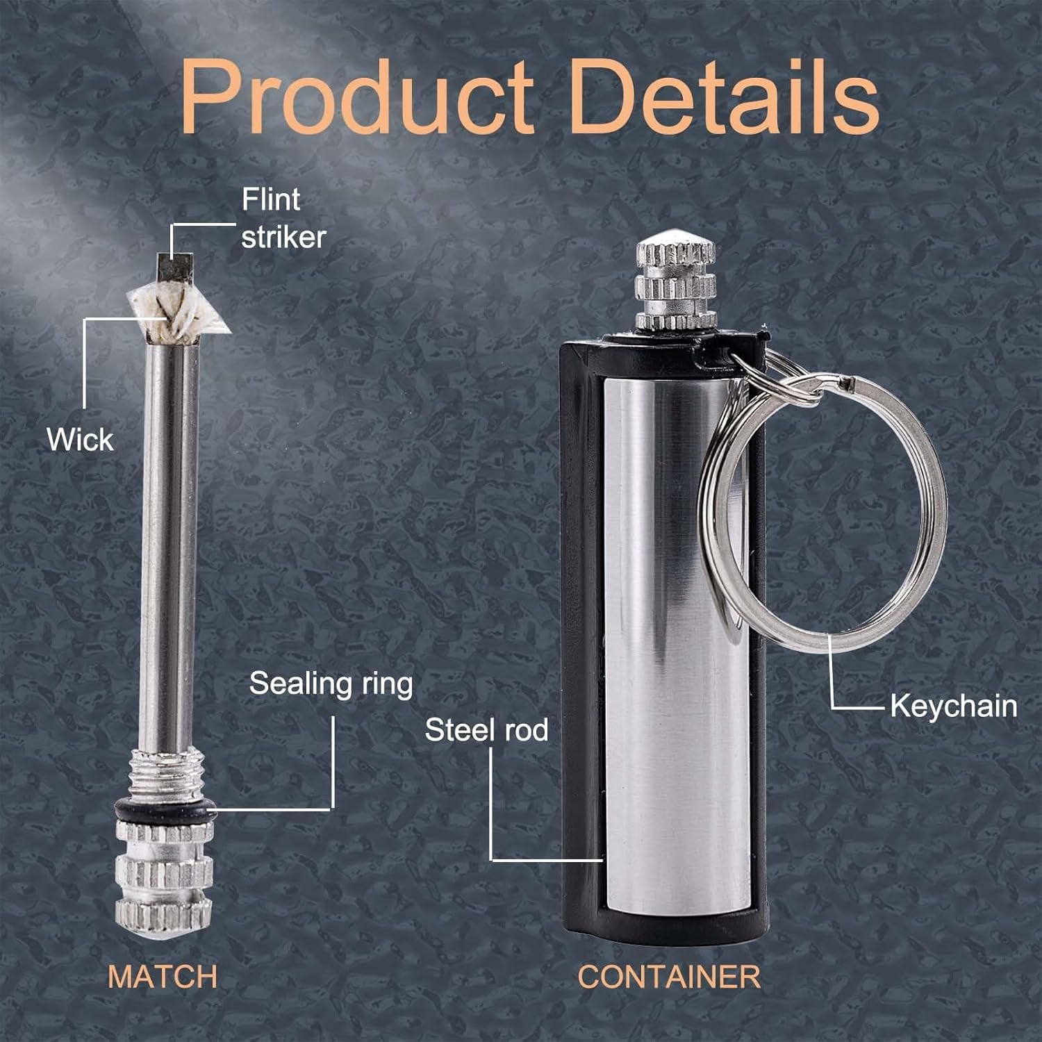 20 Pack Permanent Match Lighter - Waterproof Keychain Survival Tool for Camping, Candles & Emergency, Emergency Fire Starter Striker Set
