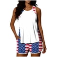 thumbnail image 2 of Xdegoge Swimsuits for Women Scoop Neck Tank Mid Rise Boyshorts Two Piece Tankini Bathing Suits Smooth American Flag Print Color Block Modest Coverage Beachwear, 2 of 6